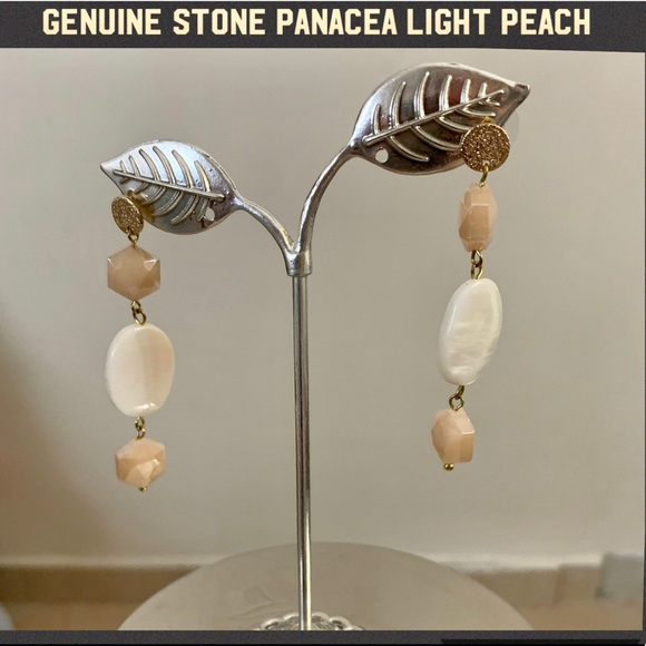 PANACEA QUARTZ DROP EARRINGS LIGHT PEACH G. STONE - Picture 3 of 7